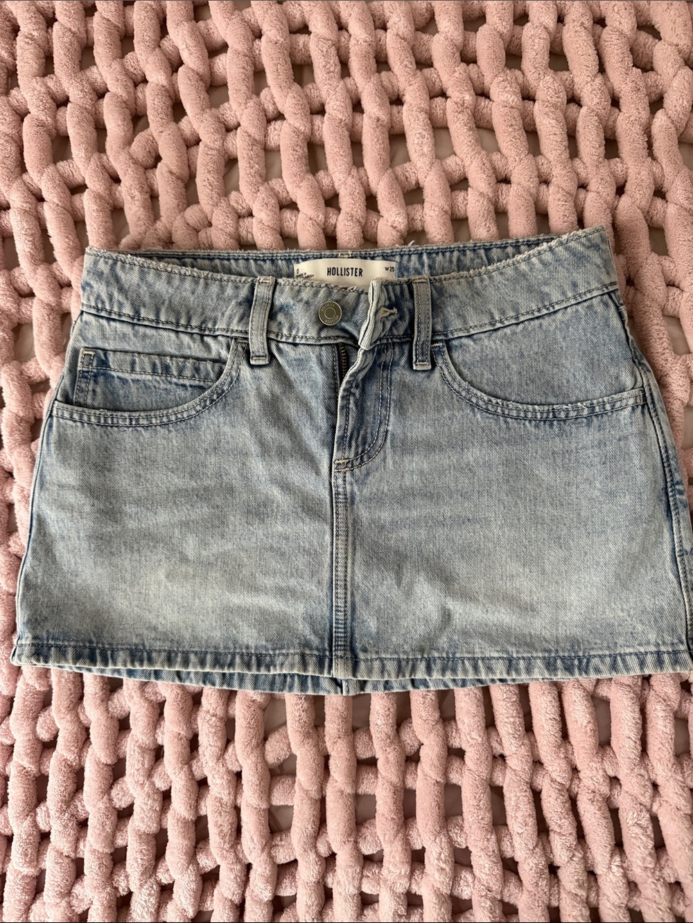 Hollister Faded Light Blue Denim Mini Skirt